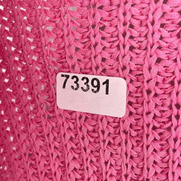 TALBOTS Sweater XL Tape Yarn Open Front Cardigan Cotton Blend Pink - Picture 13 of 13